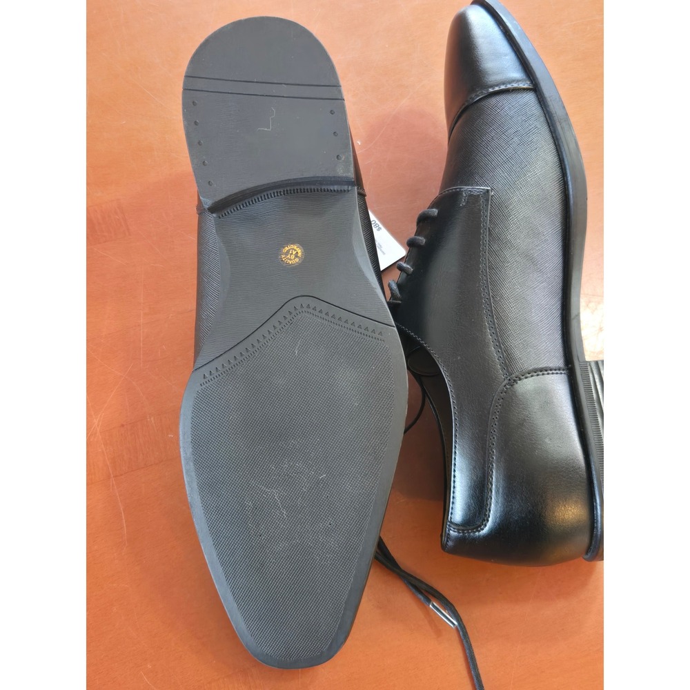 J Ferrar Mens Black Leather Lace Up Oxford Dress Shoes Memory Foam Size 9 Wide - Picture 5 of 8